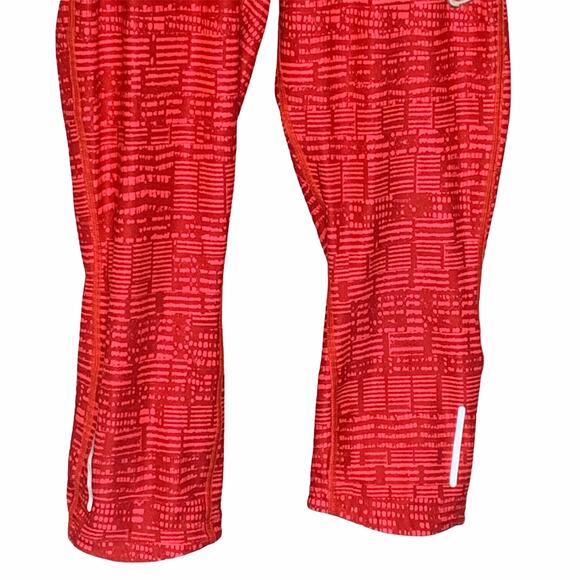 Nike Athleisure Red Pink Stripe Crop Legging Small Just Do It Activewear Dri-Fit - Picture 6 of 11